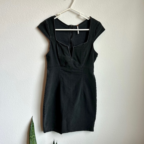Lia Denim Free People Bodycon True Black Denim Dress - Picture 7 of 10